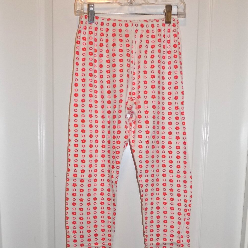 PETIT BATEAU Girls White Orange Circle Dot Pajama Bottoms PJ Pants Sz 14